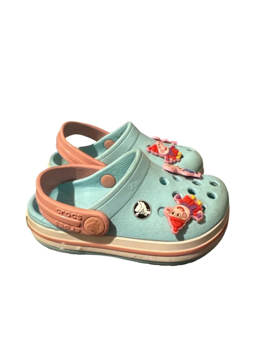 CROCS Kids Aqua and Peach Sandals w/ Peppa Pig - 5C